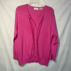 EP Pro Hot Pink Ruffle-Trim Cardigan Sweater